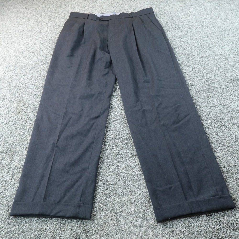 Ballin Pants Mens 38X30 Gray Wool Chino Trouser Dress Slacks Pleated Cuffed Work